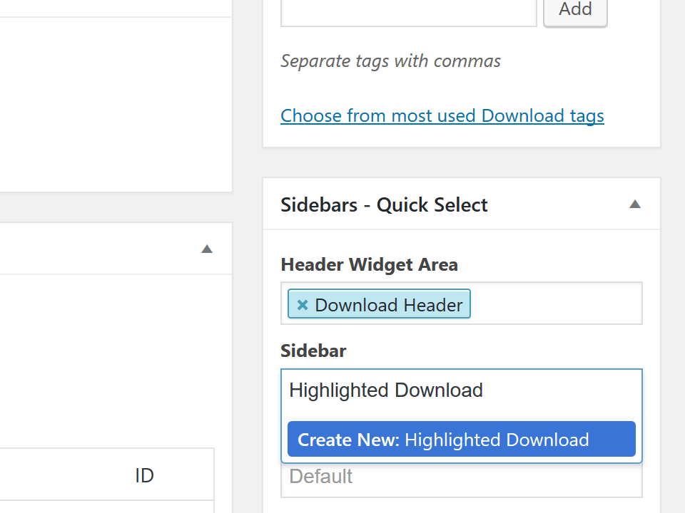 Screenshot of Product Sidebar for Easy Digital Downloads