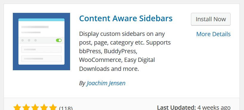 Install Content Aware Sidebars plugin